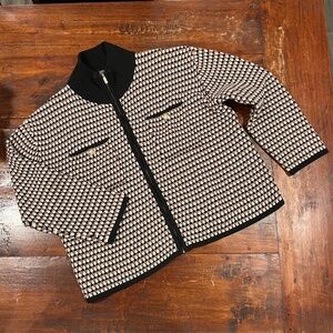 JONES NEW YORK Mock Neck Zip Front Knit Cardigan Sweater Jacket L